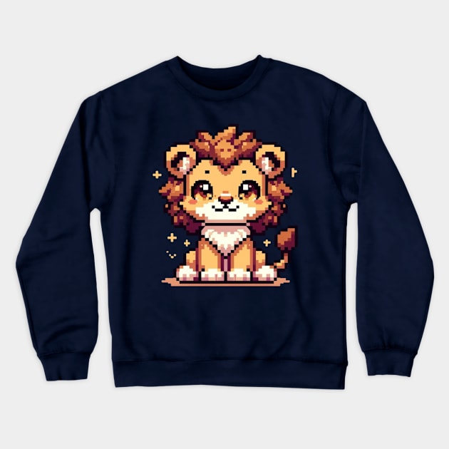 Cute Lion Pixel Art Crewneck Sweatshirt by FabintheLab